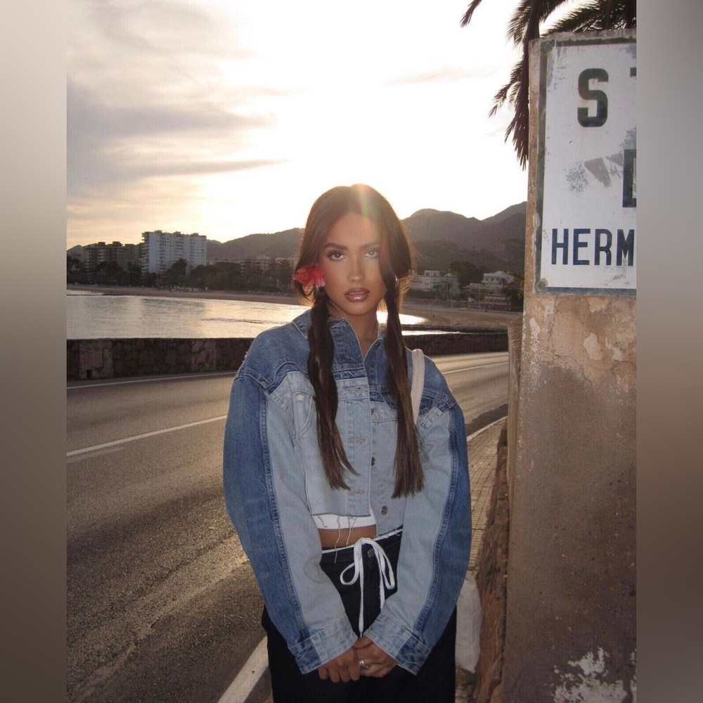 Zara Patchwork Denim Cropped Jacket - image 3